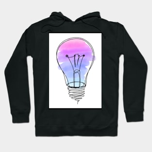 Lightbulb Watercolor Pink Purple Blue Gradient Continuous Line drawing Hoodie